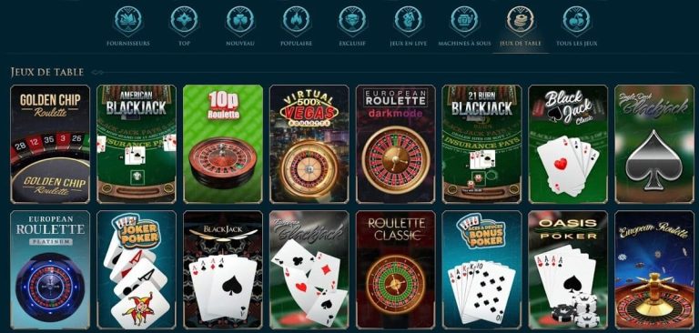 Slotuna Casino jeux table