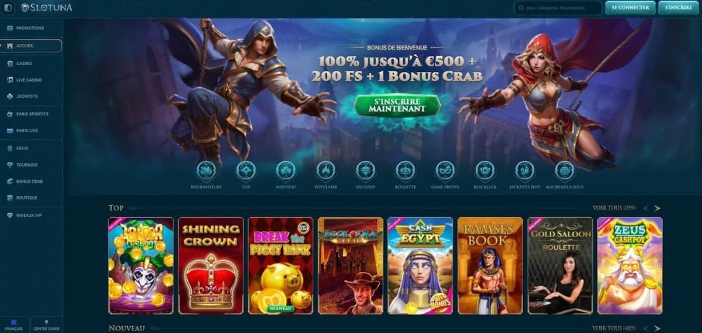 Slotuna Casino page accueil
